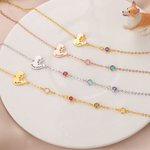 Personalizado Corazón Paw Sideway nombre grabado collar con 1-4 Birthstones Cumpleaños Memorial Gift for Dog Cat Pet Lovers