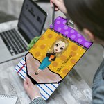 Personalized Pencil Cartoon Character Design Portable Clipboard with Name A4 Letter Size Teacher's Day Back to School Gift for Teacher