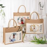 Sac en Jute Personnalisé avec Personnage et Nom Sac avec Poche en Toile Cadeau Enterrement de Vie de Jeune Fille pour Femme