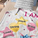 Gepersonaliseerde Schattige Leeuw Olifant Dier Zachte Deken met Naam en Positieve Affirmaties Verjaardag Baby Shower Gift voor Pasgeboren Kinderen