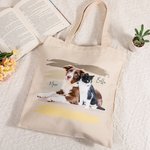 Sac en Toile Personnalisé avec Photo d'Animal de Compagnie Grand Sac Réutilisable Cadeau pour Amoureux des Animaux