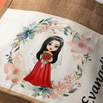 Sac en Jute Personnalisé avec Personnage et Nom Sac avec Poche en Toile Cadeau Enterrement de Vie de Jeune Fille pour Femme