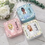 Personalized Floral Cartoon Bride Bridesmaid Leather Jewellery Box with Name Travel Essentials Wedding Bridal Shower Gift for Women