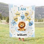 Gepersonaliseerde Schattige Leeuw Olifant Dier Zachte Deken met Naam en Positieve Affirmaties Verjaardag Baby Shower Gift voor Pasgeboren Kinderen