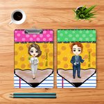 Personalized Pencil Cartoon Character Design Portable Clipboard with Name A4 Letter Size Teacher's Day Back to School Gift for Teacher