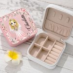 Personalized Floral Cartoon Bride Bridesmaid Leather Jewellery Box with Name Travel Essentials Wedding Bridal Shower Gift for Women