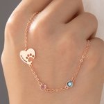 Personalizado Corazón Paw Sideway nombre grabado collar con 1-4 Birthstones Cumpleaños Memorial Gift for Dog Cat Pet Lovers