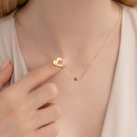 Personalizado Corazón Paw Sideway nombre grabado collar con 1-4 Birthstones Cumpleaños Memorial Gift for Dog Cat Pet Lovers