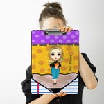 Personalized Pencil Cartoon Character Design Portable Clipboard with Name A4 Letter Size Teacher's Day Back to School Gift for Teacher
