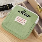 Mini Trousse de Maquillage Portable Personnalisée avec Nom Brodé Double Couche Cadeau Anniversaire pour Femmes