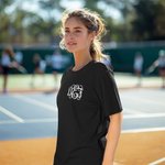 Personalizado Monograma Raqueta de Tenis 100% Algodón Camiseta Sudadera con Purpurina Coqueta Lazo Cumpleaños Día del Juego Regalos para los amantes d