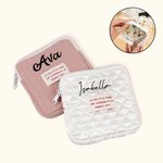 Mini Trousse de Maquillage Portable Personnalisée avec Nom Brodé Double Couche Cadeau Anniversaire pour Femmes