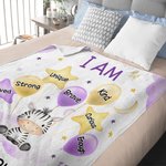 Gepersonaliseerde Schattige Leeuw Olifant Dier Zachte Deken met Naam en Positieve Affirmaties Verjaardag Baby Shower Gift voor Pasgeboren Kinderen