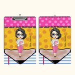 Personalized Pencil Cartoon Character Design Portable Clipboard with Name A4 Letter Size Teacher's Day Back to School Gift for Teacher