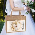 Sac en Jute Personnalisé avec Personnage et Nom Sac avec Poche en Toile Cadeau Enterrement de Vie de Jeune Fille pour Femme