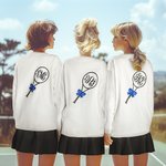 Personalizado Monograma Raqueta de Tenis 100% Algodón Camiseta Sudadera con Purpurina Coqueta Lazo Cumpleaños Día del Juego Regalos para los amantes d