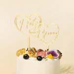 Personalisierte Spiegel Glitter Herz Acryl Hochzeitstorte Topper mit Namen und Datum Hochzeit Jahrestag Geschenk für Braut Bräutigam