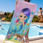 Personalized Quick Dry Pretty Mermaid Super Absorbent Soft Beach Towel with Name Travel Essentials Birthday Gift for Girl