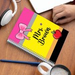 Personalized Floral Crayon Pencil Rainbow Highland Cow 120 Pages A5 Lined Spiral Notebook with Name Back to School Appreciation Gift for Teacher