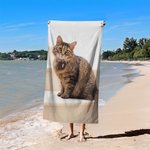 Serviette de Plage Personnalisée avec Photo de l'Animal Horizontale Séchage Rapide Nom Optionnel Cadeau d'Été pour Amoureux d'Animal de Compagnie
