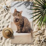 Serviette de Plage Personnalisée avec Photo de l'Animal Horizontale Séchage Rapide Nom Optionnel Cadeau d'Été pour Amoureux d'Animal de Compagnie
