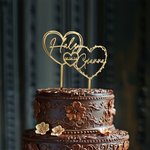 Personalisierte Spiegel Glitter Herz Acryl Hochzeitstorte Topper mit Namen und Datum Hochzeit Jahrestag Geschenk für Braut Bräutigam