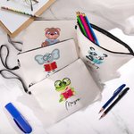 Trousse à Crayons Personnalisée avec Nom et Motif Animal Sac avec Bracelet Cadeau Anniversaire Rentrée Scolaire pour Enfant