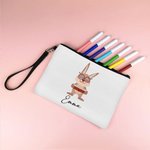Trousse à Crayons Personnalisée avec Nom et Motif Animal Sac avec Bracelet Cadeau Anniversaire Rentrée Scolaire pour Enfant