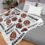 Personalized Football Soft Blanket with Name and Number Birthday Gift for Sports Lovers