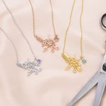 Personalized Hollow Hairdresser Birth Flower Necklace with Birthstone Minimalist Jewellery Birthday Appreciation Gift for Stylists Hairdressing Lovers