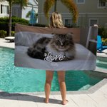 Serviette de Plage Personnalisée avec Photo de l'Animal Horizontale Séchage Rapide Nom Optionnel Cadeau d'Été pour Amoureux d'Animal de Compagnie