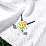 Personlig flerfärgad våfflad monogram trefaldig golfhandduk med broderad och hängande klämma bärbara golftillbehör sportgåva för golfare
