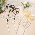 Personalisierte Spiegel Glitter Herz Acryl Hochzeitstorte Topper mit Namen und Datum Hochzeit Jahrestag Geschenk für Braut Bräutigam