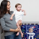 Personalized Cute Astronaut Galaxy Photo Name Throw Blanket with Positive Affirmations Phrase Birthday Baby Shower Back To School Gift for Kids