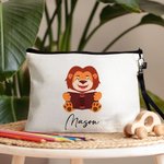 Trousse à Crayons Personnalisée avec Nom et Motif Animal Sac avec Bracelet Cadeau Anniversaire Rentrée Scolaire pour Enfant