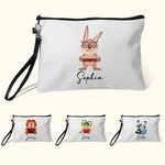 Trousse à Crayons Personnalisée avec Nom et Motif Animal Sac avec Bracelet Cadeau Anniversaire Rentrée Scolaire pour Enfant