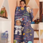 Personalized Cute Astronaut Galaxy Photo Name Throw Blanket with Positive Affirmations Phrase Birthday Baby Shower Back To School Gift for Kids