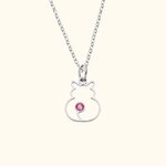 Personalizado Minimalista Cat Silhouette Necklace with Birthstone Birthday Anniversary Gift for Pet Lover