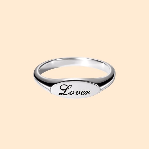 Anillo de sello ovalado personalizado con nombre grabado Cumpleaños Día de la Madre Aniversario Regalo para ella