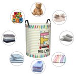 Personalized Doodle Pencil Apple Letter Large Capacity Waterproof Laundry Storage Basket with Handle Back to School Appreciation Gift for Teacher