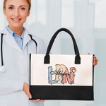 Personalized Medical Elements Tote Bag with Name and Title Birthday Back to School Gift for Nurse Doctor