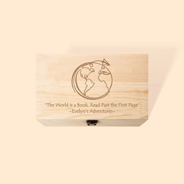 Personalizada Viajes por el Mundo Caja de Madera con Texto Viajes Luna de Miel Aventura Regalo para la Familia Amigo