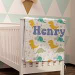 Personalized Childlike Cartoon Bunny Dinosaur Flower Warm Soft Blanket with Name Birthday Children's Day Gift for Kids