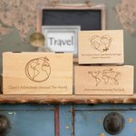 Personalizada Viajes por el Mundo Caja de Madera con Texto Viajes Luna de Miel Aventura Regalo para la Familia Amigo