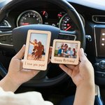 Personalised Wooden Photo Frame Car Sun Visor Clip with Engraved Text Car Accessories Birthday Gift for Family