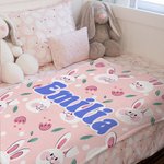 Personalized Childlike Cartoon Bunny Dinosaur Flower Warm Soft Blanket with Name Birthday Children's Day Gift for Kids