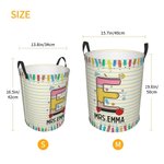 Personalized Doodle Pencil Apple Letter Large Capacity Waterproof Laundry Storage Basket with Handle Back to School Appreciation Gift for Teacher