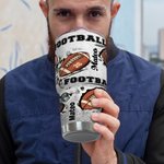 Personalized Football 30 oz Tumbler with Name and Number Birthday Gift for Football Lover Player