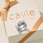 Personalized Engraved Sketch Drawing Photo Pet Portrait Hammered Ring with Text Birthday Memorial Gift for Women Pet Lovers