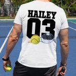 Personalised Multicolour Football Basketball 100% Cotton Unisex Kid Adult T-Shirt with Name and Number Birthday Sport Accessories Gift for Sport Lovers